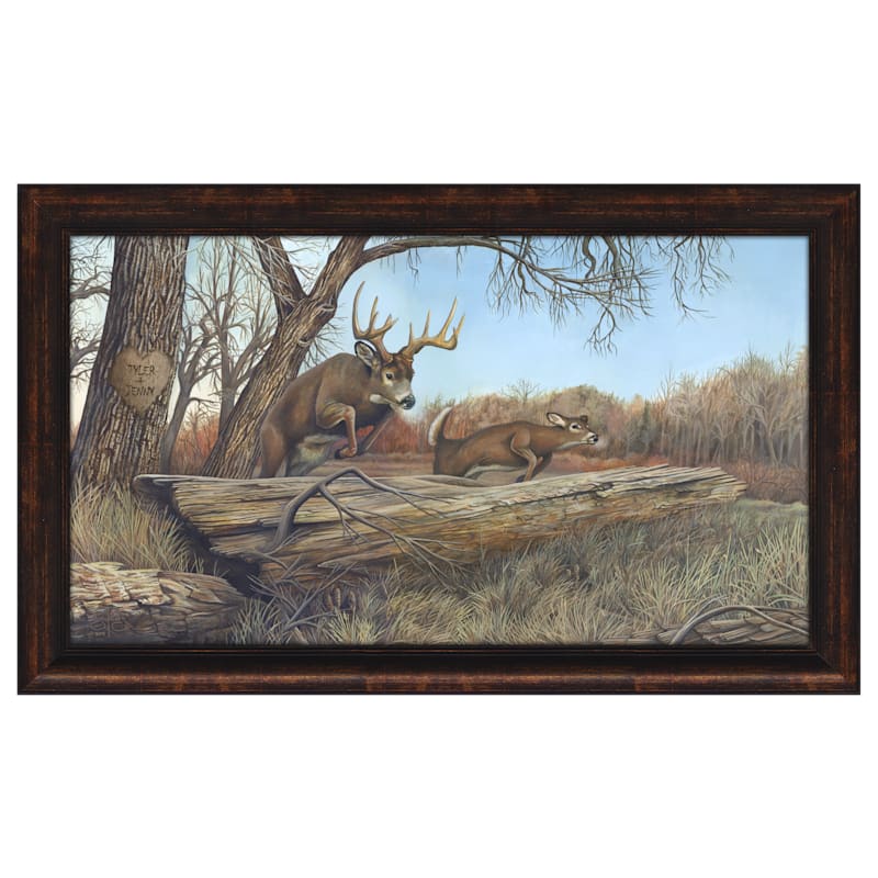 Scott Kennedy Jumping Whitetails Personalized Framed Canvas
