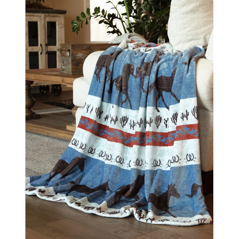 Carstens, Inc. Dancing Desert Horse Heavy Plush Throw Blanket