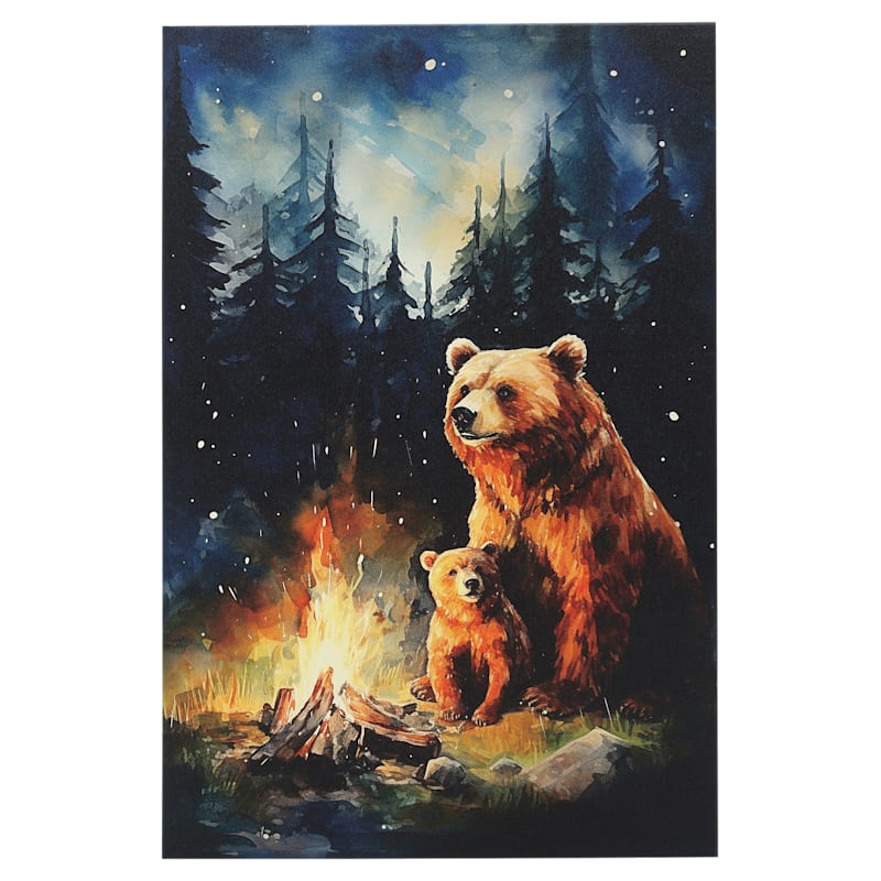 Open Road Brands Bears by Campfire Scenic Canvas Wall Art