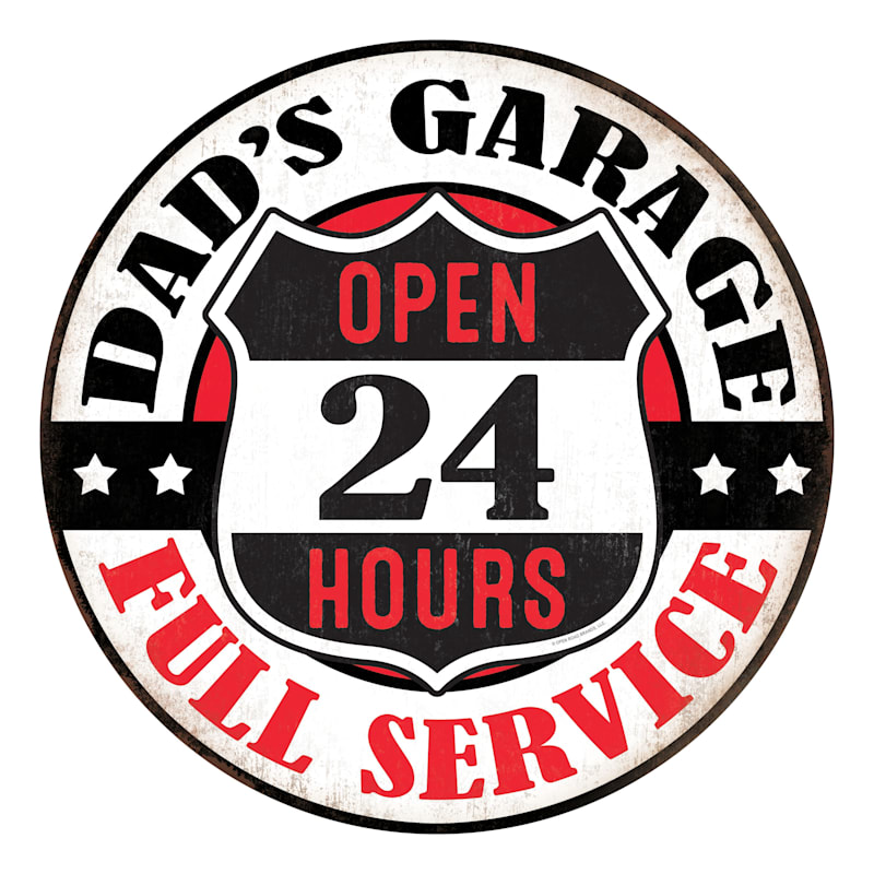 Open Road Brands Dad's Garage Round Metal Sign