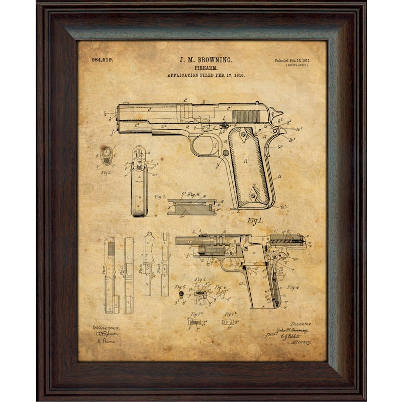 Scott Kennedy Kennedys Personal Prints 1911 Patent Framed Print with Glass