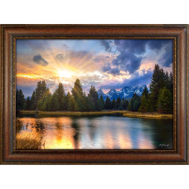 Rocky Mountain Publishing Last Light Reflections Framed Canvas Giclée by Mitchell Mansanarez