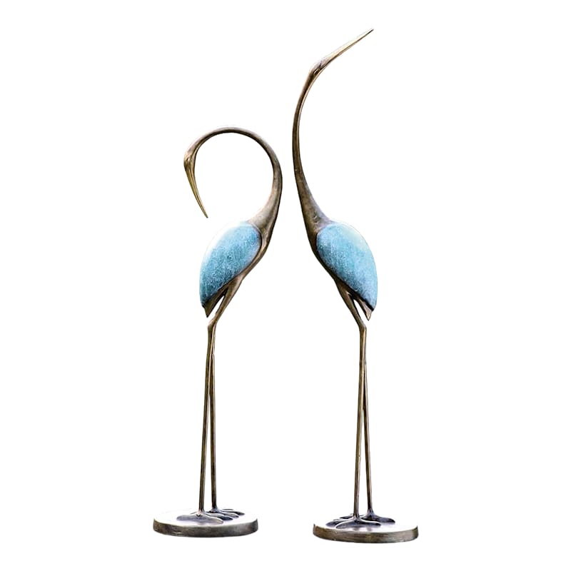San Pacific International Stylized Garden Crane Pair Sculptures