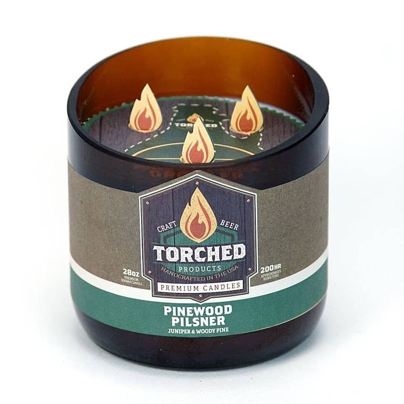 Torched Products Pinewood Pilsner Beer Growler Candle