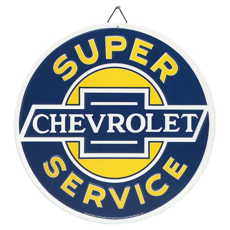 Open Road Brands Chevrolet Super Service Round Metal Sign