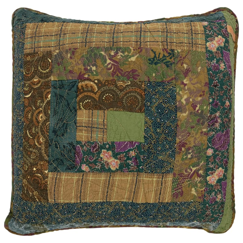 Donna Sharp Cabin Raising Pine Cone Bedding Collection Patchwork Pillow