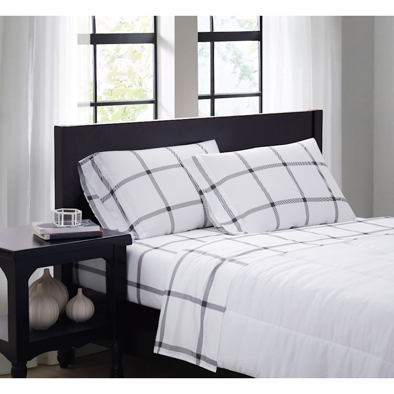 Truly Soft Printed Windowpane Sheet Set