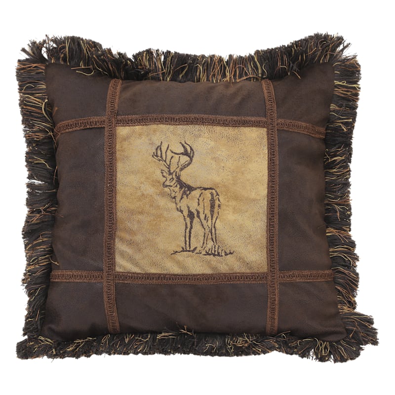 Luxe Lodge Collection Autumn Trails Collection Embroidered Buck Pillow