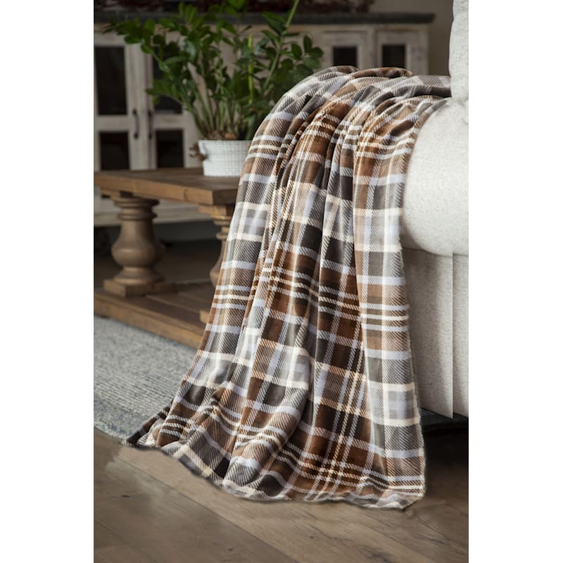 Carstens, Inc. Sunflower Plaid Heavy Plush Throw Blanket