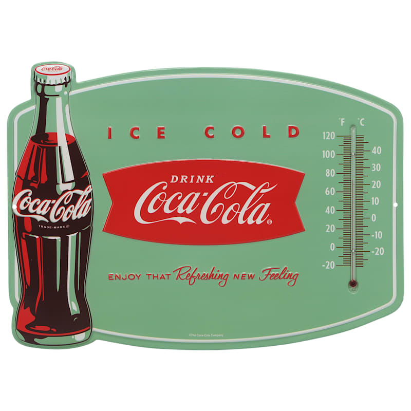 Open Road Brands Coca-Cola Ice Cold Metal Wall Thermometer