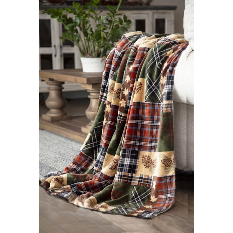 Carstens, Inc. Tree Plaid Heavy Plush Throw Blanket