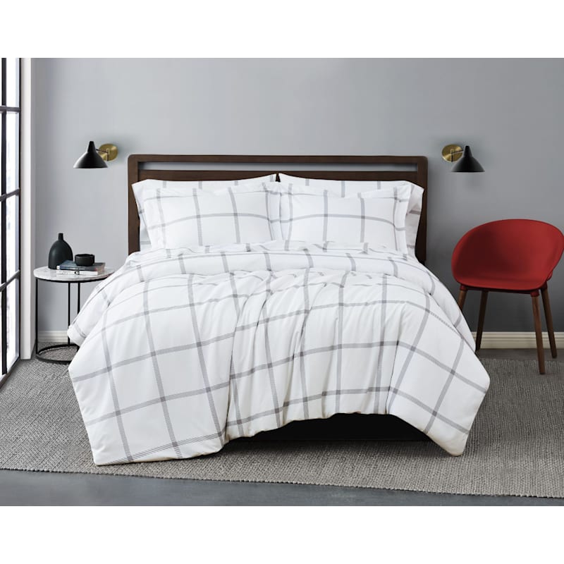 Truly Soft Printed Windowpane Bedding Collection Duvet Cover Set