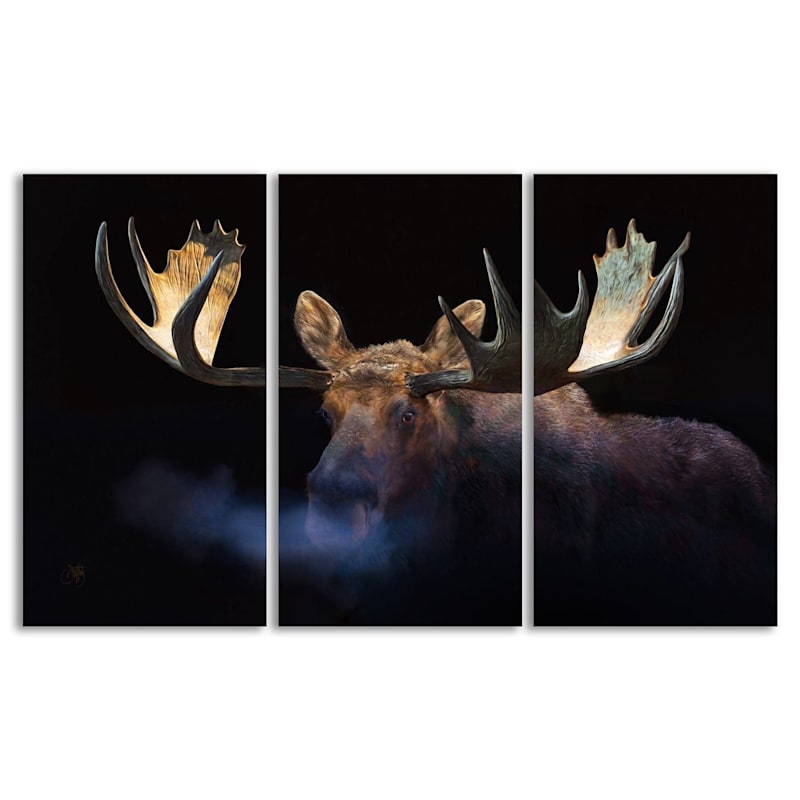 Scott Kennedy Winter Moose Triptych Block Mounted Panel 3-Piece Set