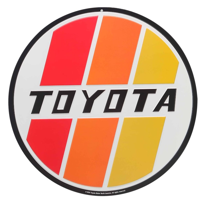 Open Road Brands Toyota Retro Stripe Logo Round Metal Sign