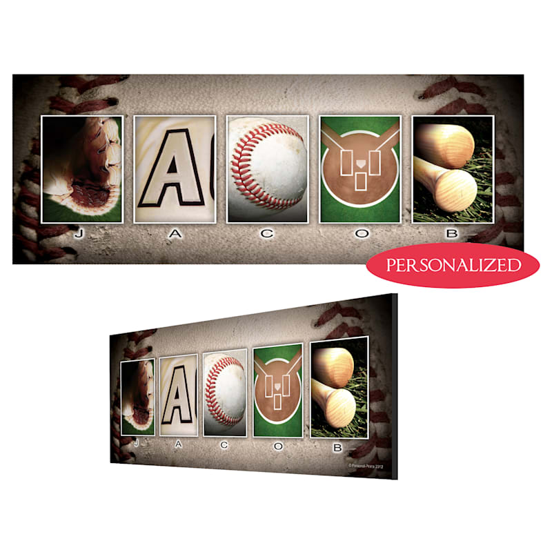 Baseball Letter Personalized Block Mount Artwork
