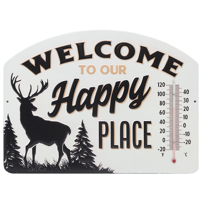 Open Road Brands Welcome to Our Happy Place Metal Wall Thermometer