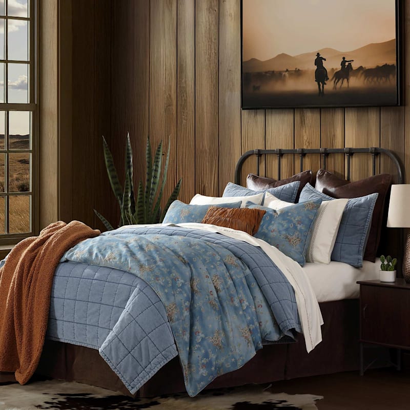 HiEnd Accents Lee Western Washed Denim Duvet Cover Set