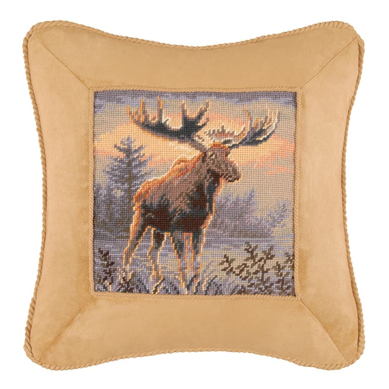 C&F Home Northwoods Moose Needlepoint Pillow
