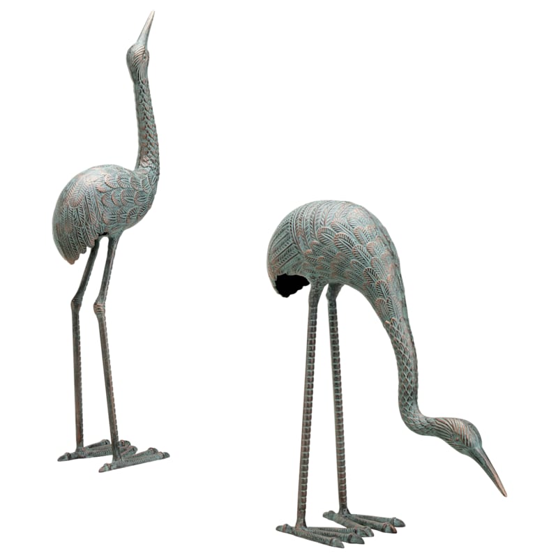 San Pacific International Foraging Cranes Garden Sculpture Set