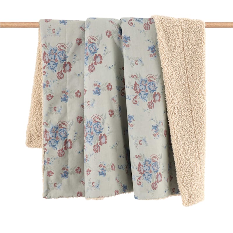 HiEnd Accents Rosabel Washed Denim Teddy-Back Throw