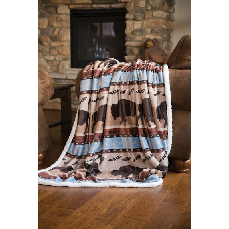 Carstens, Inc. Wrangler Buffalo Plush Throw Blanket