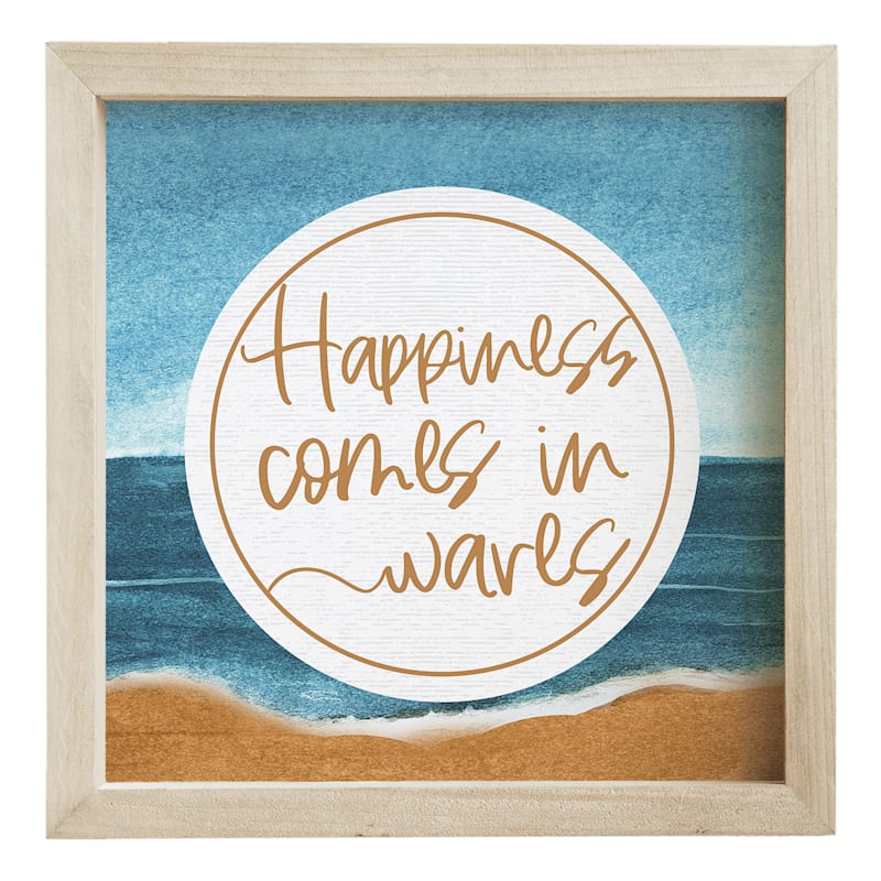 Sincere Surroundings Happiness Comes in Waves Framed Sign