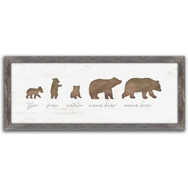 Scott Kennedy Personalized Bear Family Framed Canvas Wall Art