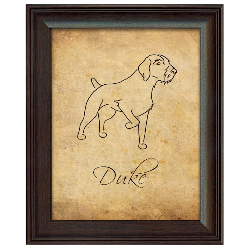 Scott Kennedy Vintage Longhaired Pointer Line Drawing Personalized Framed Artwork