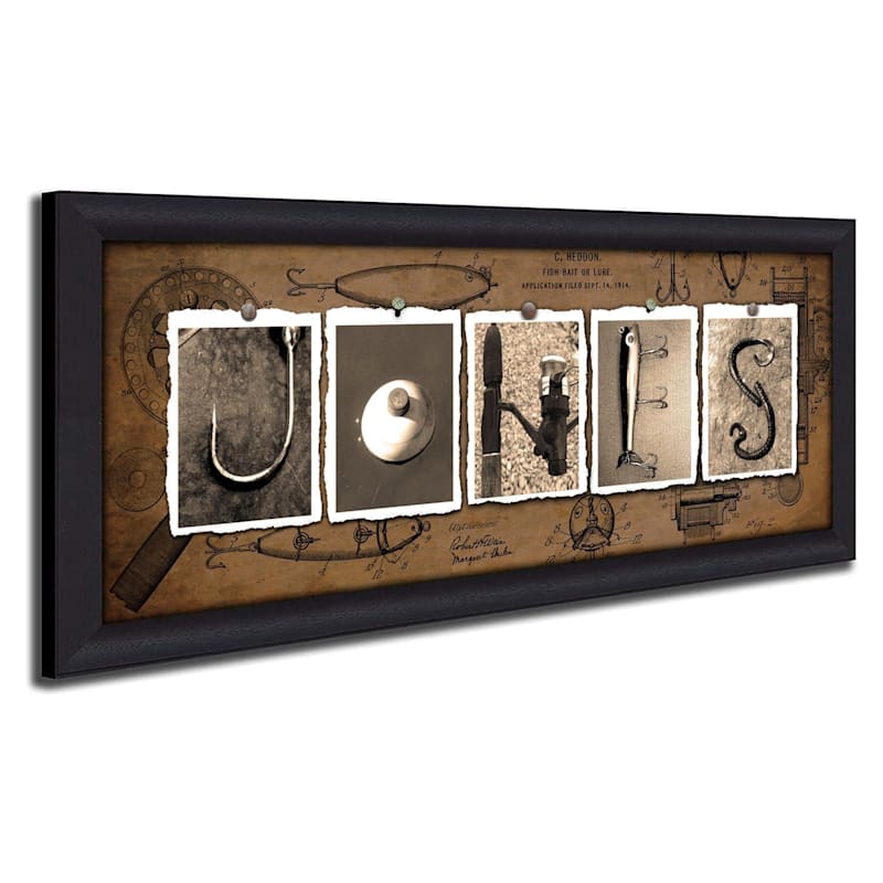 Scott Kennedy Vintage Fishing Letter Personalized Name Framed Canvas Artwork