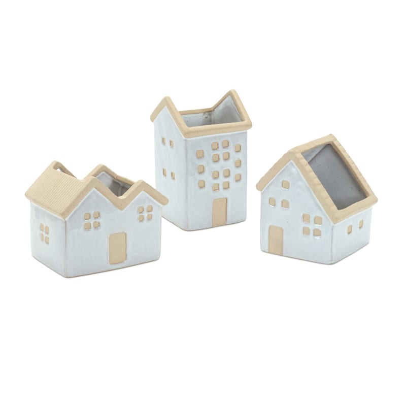 Melrose International Porcelain House Planters Set of 3