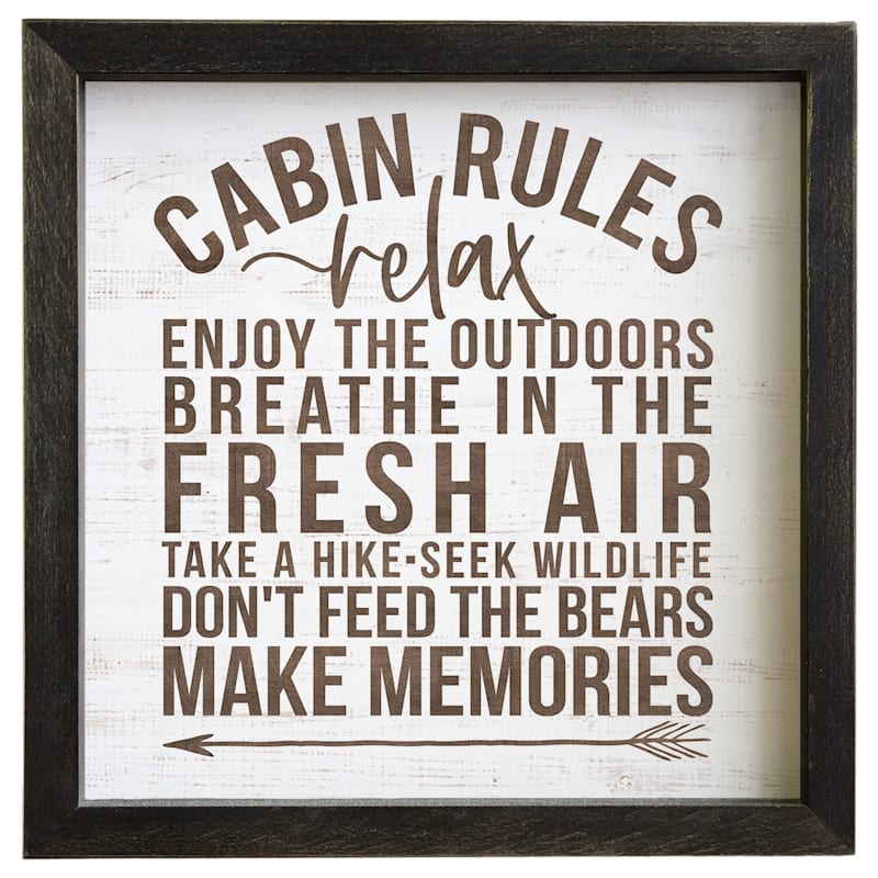 Sincere Surroundings Cabin Rules Framed Sign
