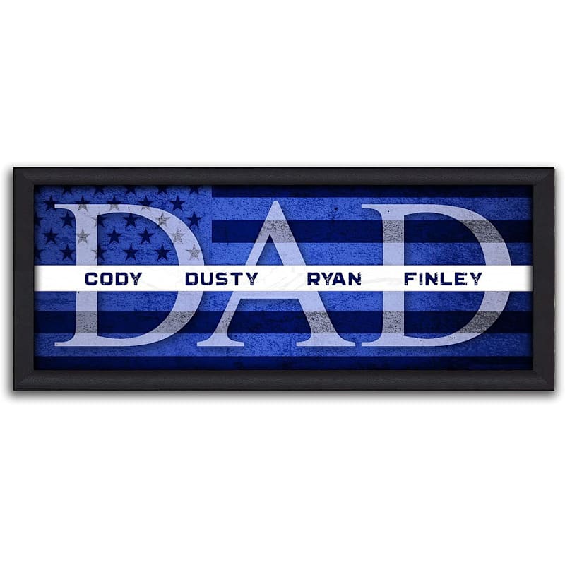 Scott Kennedy Personalized DAD EMT or Paramedics Thin White Line Framed Canvas Wall Decor