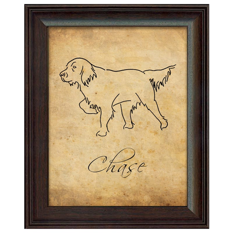 Scott Kennedy Vintage Wirehaired Pointer Line Drawing Personalized Framed Artwork