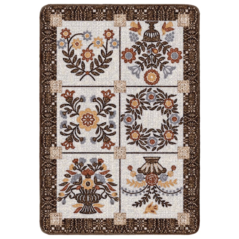 American Dakota Quilt-Inspired Brown Rug
