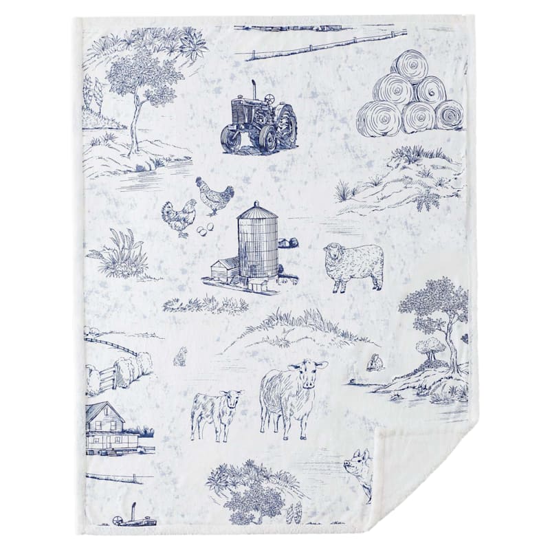 HiEnd Accents Farm Life Campfire Sherpa Throw Blanket