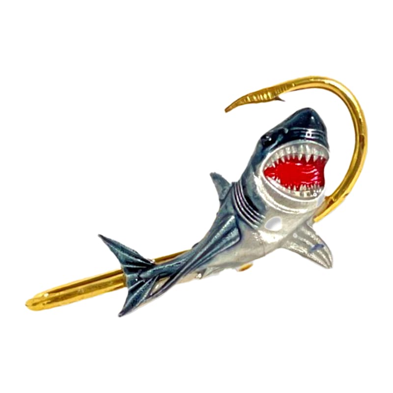 Hookits Shark Fishing Hook Hat Pin Clip