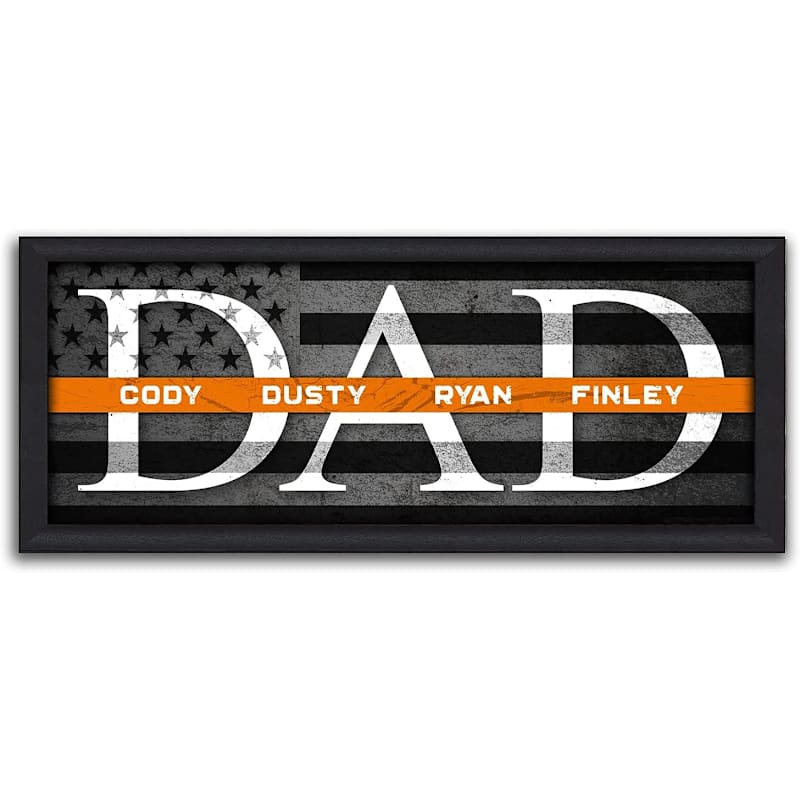 Scott Kennedy Personalized DAD Search and Rescue Thin Orange Line Framed Canvas Wall Decor