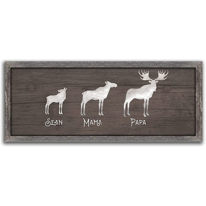 Scott Kennedy Personalized Moose Family Framed Canvas