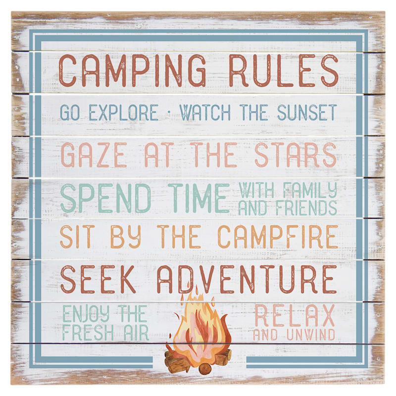 Sincere Surroundings Camping Rules Perfect Pallet Tabletop Display