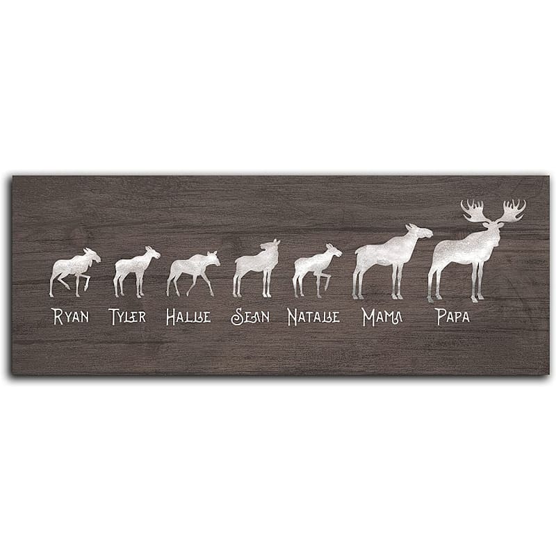 Scott Kennedy Personalized Moose Family Block Mount Wall Art