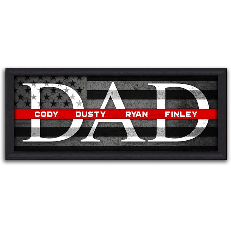 Scott Kennedy Personalized DAD Firefighter Thin Red Line Framed Canvas Wall Decor