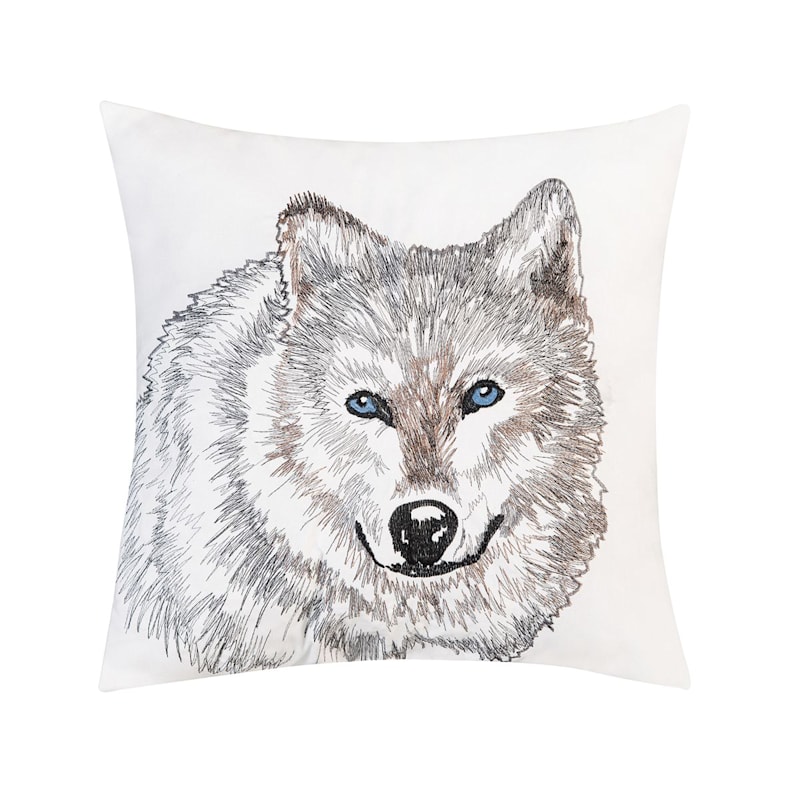 C&F Home Wolf Portrait Indoor/Outdoor Embroidered Throw Pillow