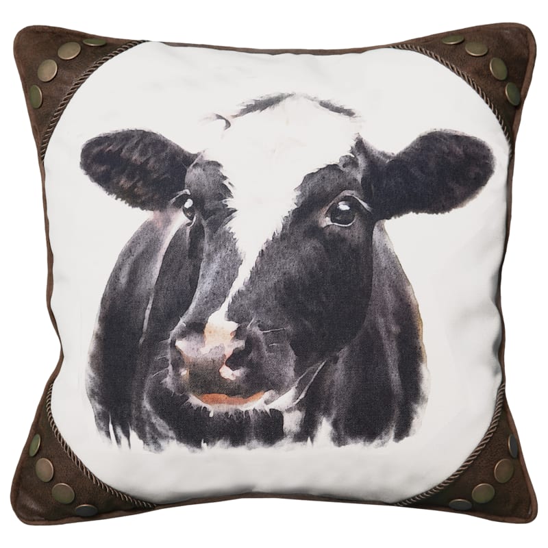 Carstens, Inc. Watercolor Cow Portrait Decorative Pillow