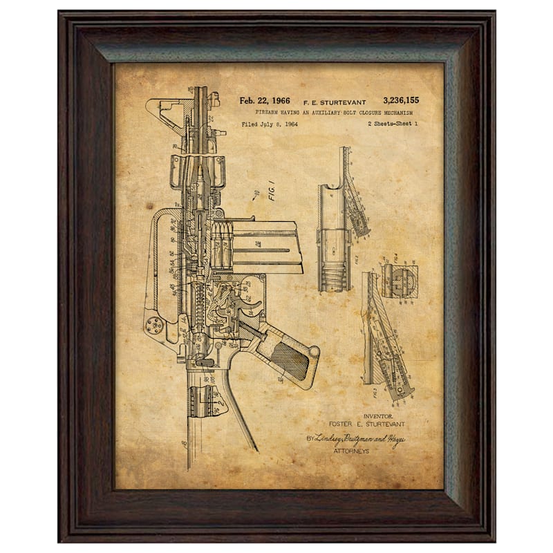Scott Kennedy M16 Patent Framed Print with Glass