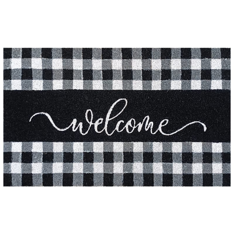 Carstens, Inc. Black and White Check Welcome Mat