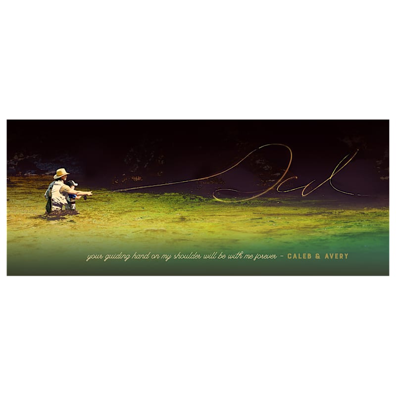 Dad Fly-Fishing Scene Personalized Framed Canvas Artwork by Scott Kennedy