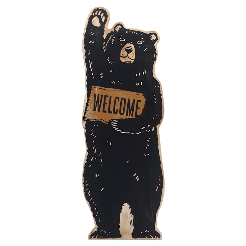 Open Road Brands Waving Bear Rustic Welcome Wood Wall Decor
