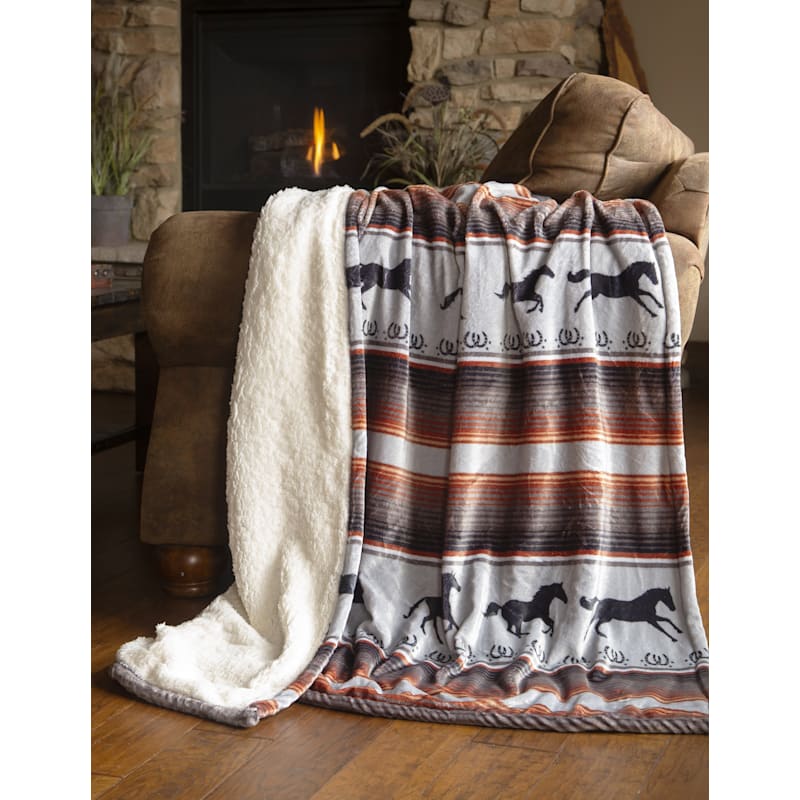 Carstens, Inc. Running on the Range Plush Sherpa Throw