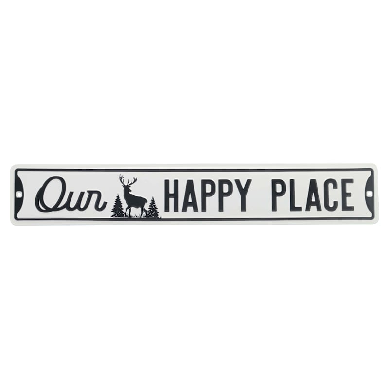 Open Road Brands Our Happy Place Deer Silhouette Metal Street Sign