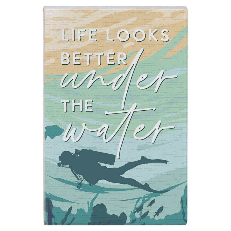 Sincere Surroundings Under Water Wooden Display Sign